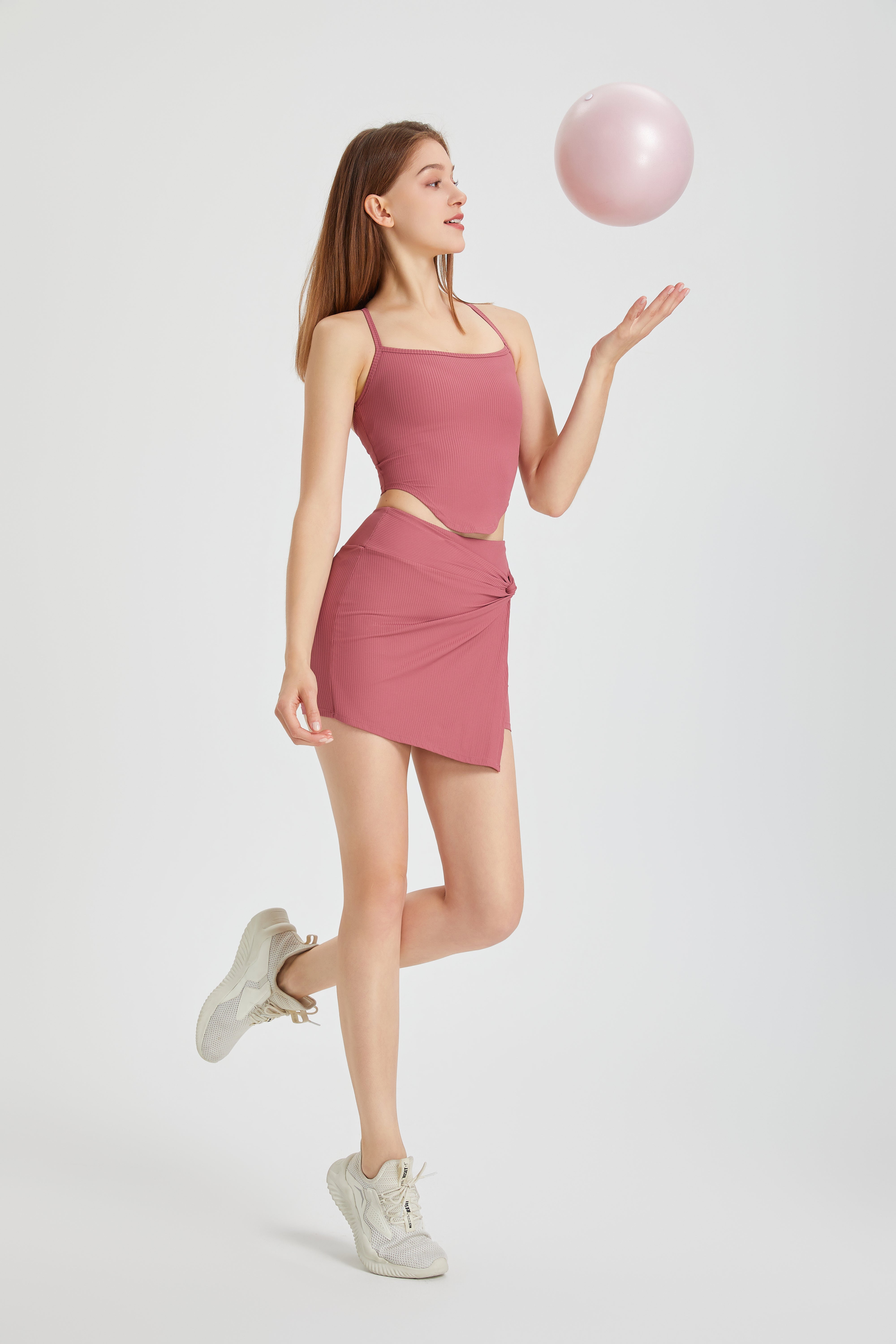 「Bloom Motion」Ribbed Asym Knot Skort
